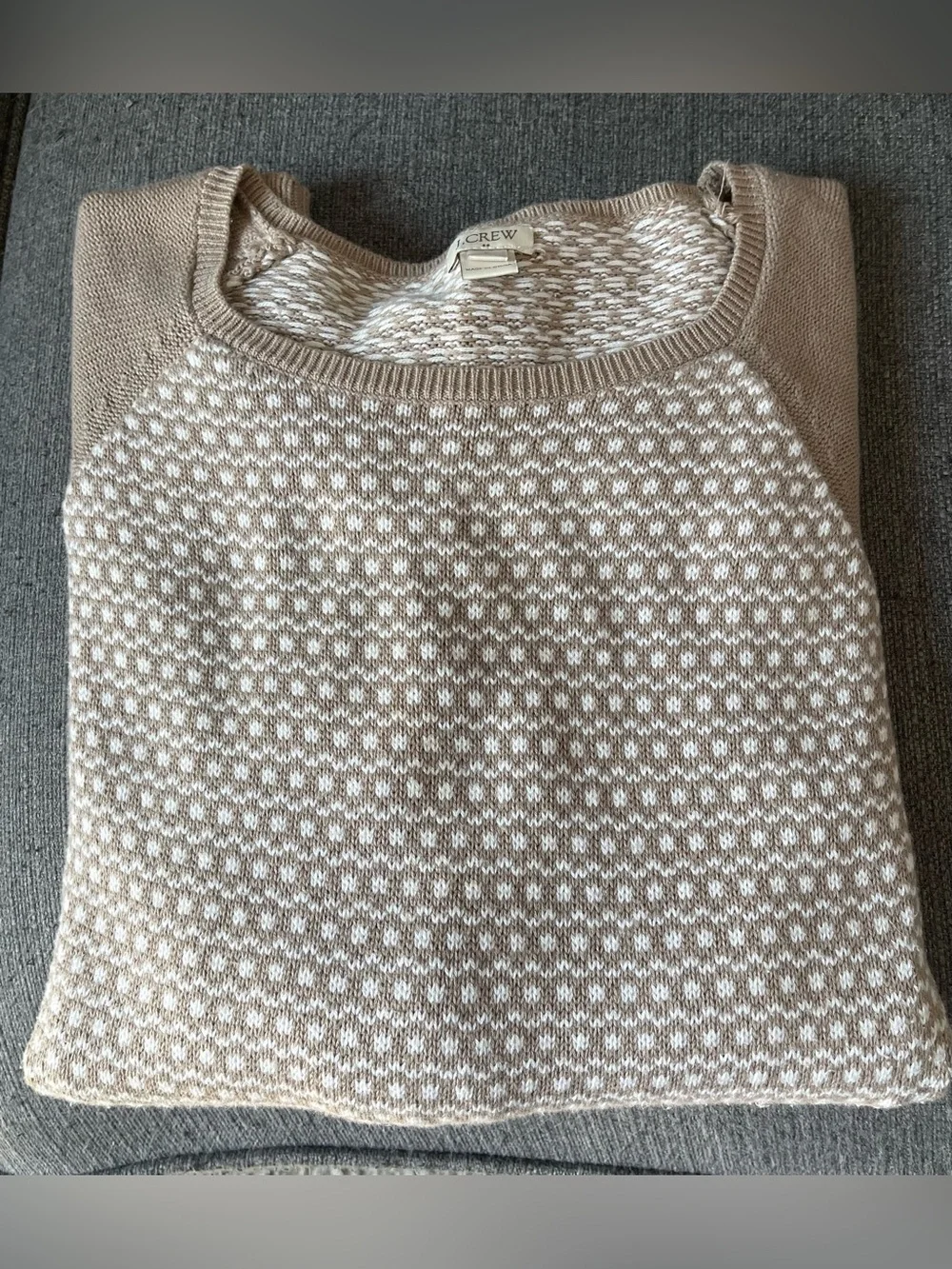 J. Crew - Taupe and Ivory Raglan Knit Sweater